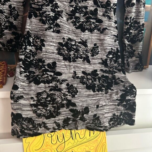 Y2K Mystic Elegant Black and Gray Velvet Floral Dress M - Picture 15 of 16